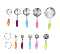 Set di 10 cucchiai dosatori in acciaio inossidabile con manico in silicone per la casa