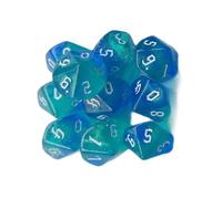 Set di 10 dadi poliedrici a 10 facce in acrilico per giochi di ruolo, giochi da tavolo, glitter, colorati, facili da usare, set di dadi poliedrici