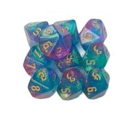 Set di 10 dadi poliedrici a 10 facce in acrilico per giochi di ruolo, giochi da tavolo, glitter, colorati, facili da usare, set di dadi poliedrici