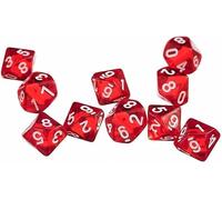 Set di 10 dadi poliedrici rossi D10, 10 lati, ad alta trasparenza, per giochi da tavolo e avventure di ruolo