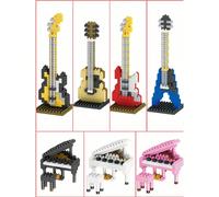 Set di 10 decorazioni da scrivania a tema musicale come chitarra, violino, pianoforte, basso elettrico, composto da oltre 1000 pezzi, idea regalo per appassionati di musica, per San Valentino o comple