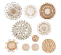Set di 10 Decorazioni per Paniere da Parete Boho, Set di Paniere da Parete Intrecciati, Arte Rustica da Parete Intrecciata a Mano, Decorazione per Parete in Macramè per Decorazione del Salotto