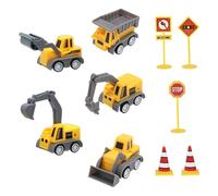 Set di 10 decorazioni per torte da cantiere, mini escavatore giocattolo con segnali stradali, decorazione per torte per bambini, giocattolo educativo a partire dai 3 anni, interazione genitore-figlio