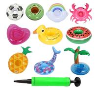 Set di 10 Drink Floats, Floating Drink Holders, Inflatable Beverage Tray with Cute Design, Poolside Accessory, Portable and Fun, Ideal for Beach, Lakes, Swimming, Outdoor Party