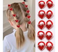Set di 10 elastici per capelli da bambina, per San Valentino, design a forma di cuore, ideali come regalo di San Valentino per ragazze, la scelta migliore per regali quotidiani ad amici e fidanzate