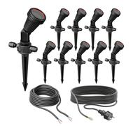 ledscom.de Set di 10 faretti da giardino con picchetto a terra PIRK con spina Schuko per uso esterno, IP44, nero, GU10 ciascuno max. 15W