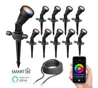 Set di 10 faretti da giardino con picchetto a terra PIRK per esterni IP44 nero [EEK: F]