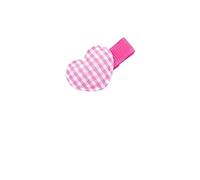 Set di 10 fermagli per capelli a forma di cuore a scacchi e fascia in gomma colorata per bambini (rosa)