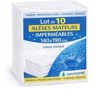 Set di 10 fodere per materasso impermeabile, 140 x 190 cm, usa e getta, per letto matrimoniale, uso professionale, fissaggio elastico, anti-perdite, anti-batterico, turismo, medico, sociale (140 x 190