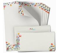 Set di 10 fogli di carta da lettere e buste | Spring Flowers fiori colorati romantici | carta e busta con motivo stampato | 90 g/m²