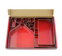 Set di 10 formine per biscotti a forma di casa di Natale, in acciaio inox, per biscotti e pasticcini festivi, con varie forme di festa