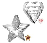 Set di 10 formine per biscotti, stampini a forma di cuore, coppapasta cuore, in acciaio inox, per decorare San Valentino, compleanno
