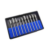 Set di 10 frese in carburo compatibili con smerigliatrice rotante gambo da 1/8", punte for raspa, intaglio del legno, rettifica elettrica(10PCS Double Cut)