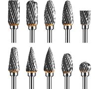 Set di 10 frese in carburo di tungsteno, punte per smerigliatrici con gambo da 3 mm, testa abrasiva da 6 mm, per legno e intaglio in pietra, lavorazione in acciaio