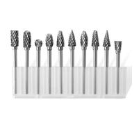 Set di 10 frese rotanti in carburo di tungsteno - Punte for smerigliatrice for lavorazione del legno, lucidatura dei metalli e intaglio con gambo da 3 mm(Double Slot)