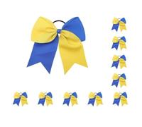 Set di 10 grandi fasce per capelli con nodo elastico di colore abbinato, regolabili, senza strappi, stile preppy, elastici per coda di cavallo, blu e giallo