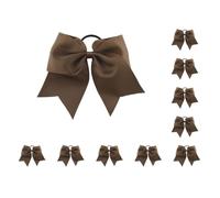 Set di 10 grandi fasce per capelli con nodo spesso elastico ornamenti decorativi per coda di cavallo elastici elastici per donne accessori marrone