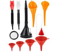 Set di 10 imbuti di riempimento flessibile in plastica, imbuto con tubo flessibile, imbuto con beccuccio rimovibile e lungo per auto, moto, officina, casa