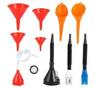 Set di 10 imbuto in plastica con tubo e filtro imbuto benzina imbuto olio motore design ad angolo retto con beccuccio staccabile ideale per officine e uso domestico（rosso arancione nero）