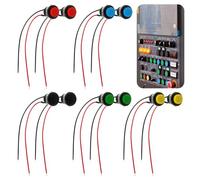 Set di 10 Interruttori Pulsante Momentanei Rotondi 16mm 12V, Mini Pulsanti Precablati per Auto, Campanelli, Barche - Facili da Installare e Durevoli