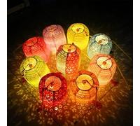 Set di 10 lanterne di carta da 15,2 cm, in colori vivaci, luci LED, lanterne di carta da appendere con nappe, bastoni da passeggio per cene, feste di compleanno (forma ovale)