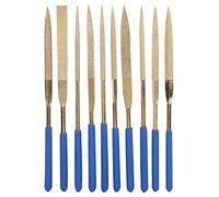 Set di 10 limette a punta diamantata in acciaio placcato titanio, limette manuali per limatura di precisione, limette a taglio singolo 5x180 mm con manico in gomma morbida, adatte