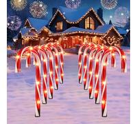 Set di 10 luci natalizie a forma di bastoncino di caramello, per esterni, 25,4 cm, luci illuminate per sentieri e cortili