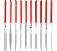 Set di 10 mini lime di precisione per gioiellieri, rotonde, piatte e triangolari, per metallo, resina, plastica e miniature, 2 x 100 mm