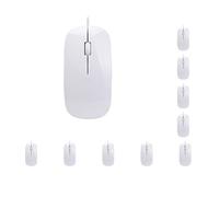 Set di 10 mini mouse con cavo, ultrasottili, per computer desktop, laptop, nero opaco, bianco, carino e ergonomico, colore bianco