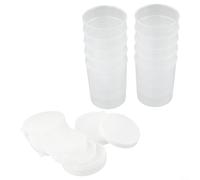 Set di 10 misurini graduati in plastica trasparente con coperchio, per misurare liquidi e campioni, 30 ml, 50 ml, 100 ml, per cucina e laboratorio (30 ml)
