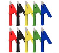 Set di 10 morsetti elettrici a coccodrillo con isolamento in PVC e forte meccanismo a molla per collegamenti sicuri fino a 2000 V