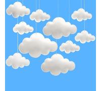 Set di 10 nuvole 3D da appendere per la decorazione del soffitto della camera da letto, baby shower, festa di matrimonio, camera dei bambini, aula (10 nuvole bianche)