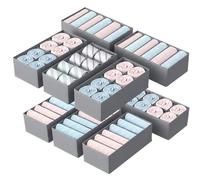 Set di 10 Organizzatori di Cassetti e Organizzatori d'Armadio Pieghevoli Ottimizzatori di Spazio in Non-Tissé Premium, Multifunzione Ideale per Biancheria Intima, Abbigliamento Bebè, Calzini, Cravatte