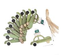 Set di 10 ornamenti in legno per le vacanze, tra cui classico albero di Natale, stella, camion e furgone, adatto per decorazione interna e uso da appendere all'auto (F)