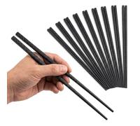 Set di 10 Paia di Bacchette Cinesi Riutilizzabili - Bacchette Nere Antiscivolo & Design Moderno - Lavabili in Lavastoviglie, Resistenti & Ideali per Principianti per Sushi, Ramen (24cm)