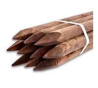 Set di 10 pali in legno marrone impregnati 6 cm di diametro - diverse lunghezze e spessori - ideale come pali per recinzioni, pali per piante o pali per alberi (lunghezza 125 cm)