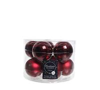 Set di 10 palline natalizie in vetro - rosso scuro (Bordeaux) opaco e lucido - 6 cm