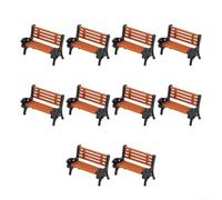Set di 10 panchine da parco in miniatura per layout ferroviario in scala HO e OO, accessori per sedute all'aperto in ABS per paesaggistica, piattaforme e scene di strada (1:100)
