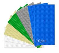 Set di 10 pannelli compatibili con la maggior parte delle marche, classici mattoncini da costruzione, compatibile con piastra Classic, 25.5 * 12.5cm, piastra di base blu Bianco verde grigio sabbia