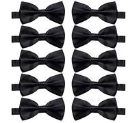 Set di 10 papillon eleganti neri pre-annodati per smoking formale con fascia per il collo regolabile, idea regalo per uomini e ragazzi