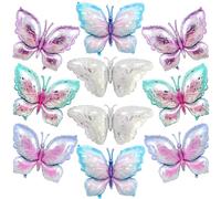 Set di 10 Pendenza Palloncini a Farfalla, giganti palloncini foil farfalla, Perfetti per Decorazioni di Compleanni,anniversario e Matrimoni a Tema Farfalla (Argento, Blu-Violetto, Rosa-Viola, Viola)