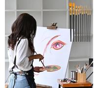 Set di 10 pennelli a punta rotonda in nylon per artisti, pennelli professionali per pittura ad olio acrilico ad olio, acquerello, per viso, unghie, body art, artigianato, modellini in miniatura