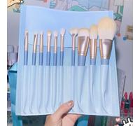 Set di 10 pennelli da trucco con borsa da viaggio, tra cui kit di pennelli per fondotinta, pennello per sfumare ombretto, pennello per contorno viso e pennelli con setole sintetiche per (10 sacchetti