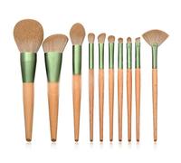 Set di 10 pennelli for il trucco con manico in legno, for cipria, ombretto, sopracciglia, strumento for il trucco