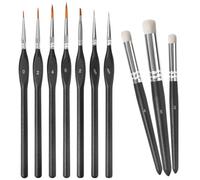 Set di 10 pennelli in miniatura con 7 pennelli fini e 3 pennelli asciutti, kit professionale per pittura per Warhammer 40K, Citadel, AOS, miniature da tavolo, modelli in scala e hobby di Wargaming