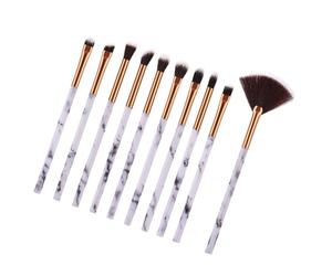 Set di 10 Pennelli per Occhi R-10-501 in Gomma e Nylon | Motivi Marmo, Set Cosmetico per Uso Professionale e Personale, Setole Dense e Morbide