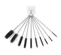 Set di 10 pennelli per tubi in nylon con ganci autoadesivi spazzola per la pulizia della bottiglia spazzole per piccoli spazi cannucce multidimensionali.
