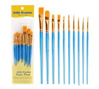Set di 10 pennelli professionali per pittura acrilica e, setole sintetiche lisce e flessibili, tratto ampio con dettagli fini, manico ergonomico, non perde, ideale per