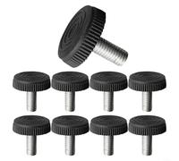 Set di 10 piedini regolabili, in plastica nera, filettatura metrica per la regolazione dell'altezza dei mobili (M10 x 35 x 25 mm)
