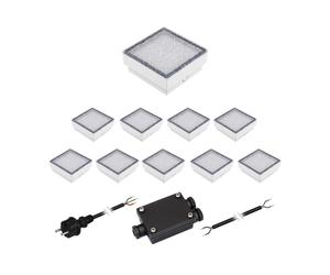 Set di 10 pietre da pavimentazione a LED CUS IP67 230V 15x15x4cm bianco caldo